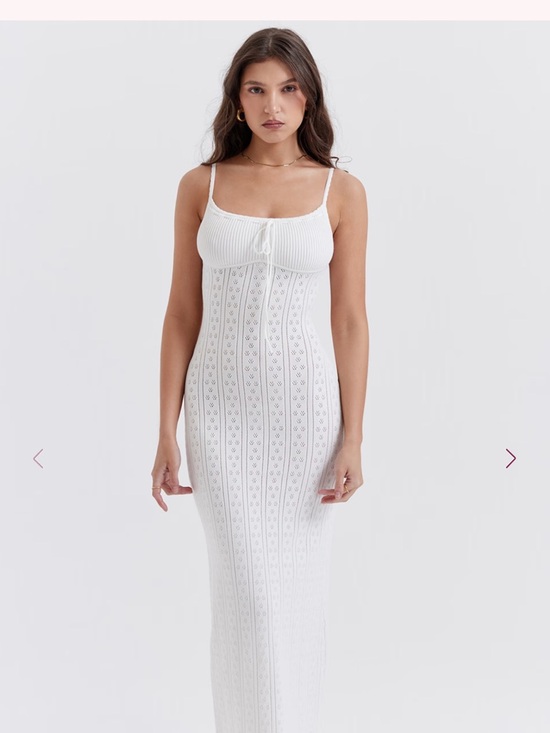 House of CB Dresses & Skirts - House of CB White Knit Dress with Eyelet Texture